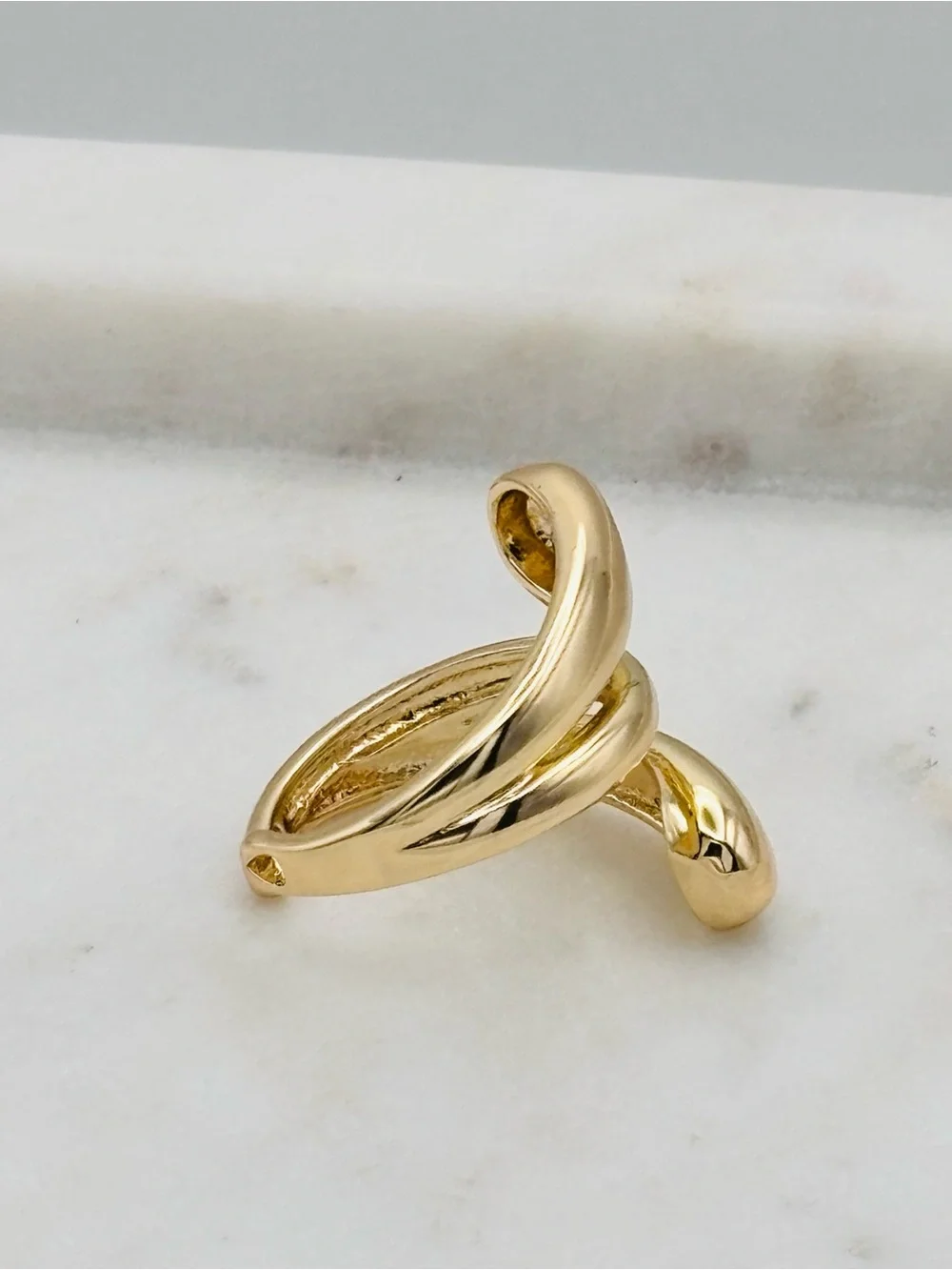 Modern Gold Sculpted Wave Ring for Women
